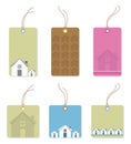 Price tags with houses.