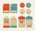 Price tags retro color design.