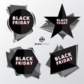 Price tags set black friday sale discount on white background. Royalty Free Stock Photo