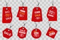 Price tags set. Red sale banners, labels, stickers, tags Royalty Free Stock Photo