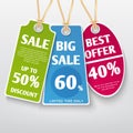 Price tags, stickers, sale labels with discount offers vector templates Royalty Free Stock Photo