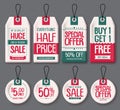 Price tags template vector set. White paper sale tags with huge sale and discount text Royalty Free Stock Photo