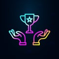 Price, trophy, hands nolan icon. Simple thin line, outline vector of team work icons for ui and ux, website or mobile