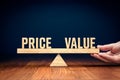 Price and value balance marketing concept Royalty Free Stock Photo