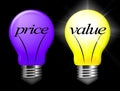 Price Versus Value Lights Demonstrating Product Evaluation Of Cost And Worth - 3d Illustration