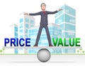 Price Vs Value Balance Comparing Cost Outlay Against Financial Worth - 3d Illustration