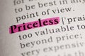 Definition of the word Priceless Royalty Free Stock Photo