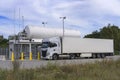 A truck at an LNG filling station Royalty Free Stock Photo