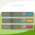 Pricing comparison table set for commercial business web service