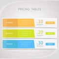 Pricing comparison table set for commercial business web service