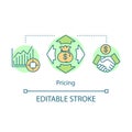 Pricing concept icon. On demand economy benefit idea thin line illustration. Market growth, business competition. Rising