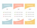 Pricing plan banners infographic. Three tariffs interface for site and presentation.