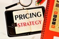 Pricing strategy - a text label in the business planning Notepad.