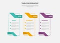 pricing table box infographic outline style with 3 point template with folded flip header and footer for slide presentation Royalty Free Stock Photo