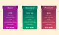 Pricing table for business website.