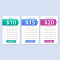 Pricing table list colorful simple for website vector Royalty Free Stock Photo
