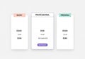 Pricing table showcasing three options: Basic, Professional, and Royalty Free Stock Photo