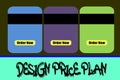 Pricing table, subscription plans comparison design template with glass effect. Royalty Free Stock Photo