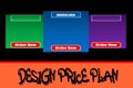 Pricing table, subscription plans comparison design template with glass effect. Royalty Free Stock Photo