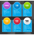 Pricing Tables with Minimalistic Design Royalty Free Stock Photo