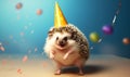 Happy hedgehog cute animal birthday autumn