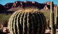 Prickly cactus in the desert close-up