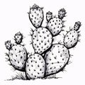 Prickly pear cactus. Hand drawn vector illustration. Engraved style Royalty Free Stock Photo