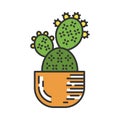 Prickly pear cactus in pot color icon Royalty Free Stock Photo