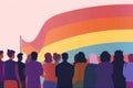 pride community homosexual celebration freedom flag concept rainbow group parade. Generative AI. Royalty Free Stock Photo