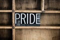 Pride Concept Metal Letterpress Word in Drawer Royalty Free Stock Photo