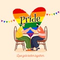 Pride Day concept for LGBTQ community with gay couple holding hand.