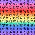 Pride flag LGBT Gender Seamless pattern endless. Bigender, agender, neutrois, asexual, lesbian, homosexual, bisexual