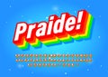 Pride Font Six Colour Rainbow Typeface Intended To Celebrate Diversity. Retro 3D Alpahabet. Vector