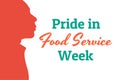 Pride in Food Service Week concept banner with silhouette of afro american man. Template for background, banner, card
