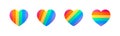 Pride LGBT heart vector icon set, Lesbian gay bisexual transgender concept love symbol. Collection of Color rainbow flag Royalty Free Stock Photo
