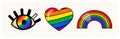 Pride LGBTQ+ icon set, LGBTQ+ related symbols set in rainbow colors. Gay Pride Month Royalty Free Stock Photo