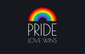 Pride love wins text and rainbow flag vector illustration Royalty Free Stock Photo