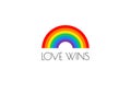 Pride love wins text and rainbow flag vector illustration Royalty Free Stock Photo
