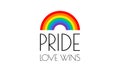 Pride love wins text and rainbow flag vector illustration Royalty Free Stock Photo