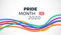 Pride month 2020 background with abstract colorful rainbow lines - vector