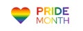 Pride month banner background. Heart shape and text with Pride flag Abstract gradient inside Royalty Free Stock Photo