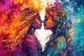 pride month and day love conquers all The colors of the LGBT community. kiss abstract concept illustration generative ai