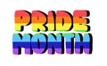 Pride month 2022 handwritten text. Support lgbtq+ community. Vector design for sticker, banner, print, card, pin