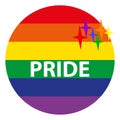 Pride month poster with round lgbt rainbow flag