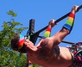 Pride Parade With Gymnast On High Bars Royalty Free Stock Photo