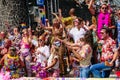 Pride Parade of lesbian, gay, bisexual, transgender, queer and allies. LGBTQ people in colorful costumes dancing, smiling, having
