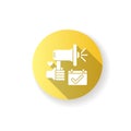 Pride parade loudspeaker yellow flat design long shadow glyph icon