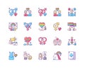 Pride parade RGB color icons set