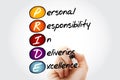 PRIDE - Personal Responsibility In Delivering Excellence, acronym concept with marker