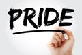 PRIDE - Personal Responsibility In Delivering Excellence acronym with marker, concept background Royalty Free Stock Photo